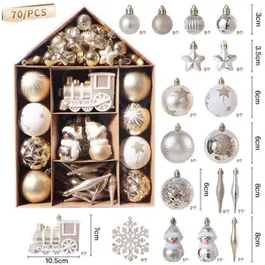 70 adet Noel Baubles topu Set Noel ağacı asılı kolye Noel Noel dekorasyon ev yeni yıl hediyeleri 2024