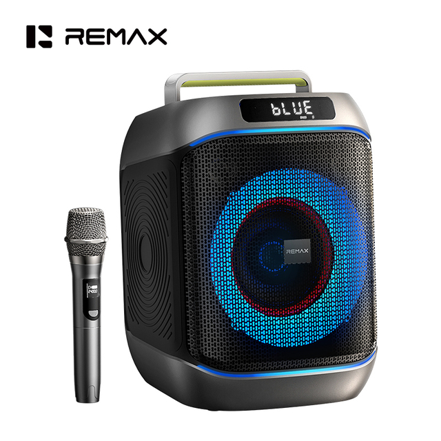 Remax Portable Speaker Karaoke Machine 60W Outdoor Speakers with Rich Bass RGB Lights Wireless Mic for Party Support AUX/USB/TF