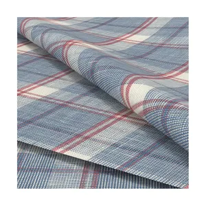 17s 100% Linen Easy Care Fabric Yarn Dyed Poplin Soft Plaid Dye 100% Pure Linen Shirt Fabric For Men's shirt