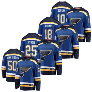2024 St. Louis magliette da ricamo in Jersey Blues di Hockey su ghiaccio con cuciture in uniforme #10 schenn #18 thomas #25 kyrou #50 binnington