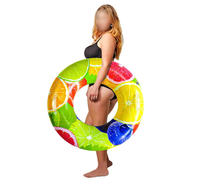 Bouée gonflable colorée à imprimé fruits avec poignées pour adultes, idéale pour la plage et la piscine en été
