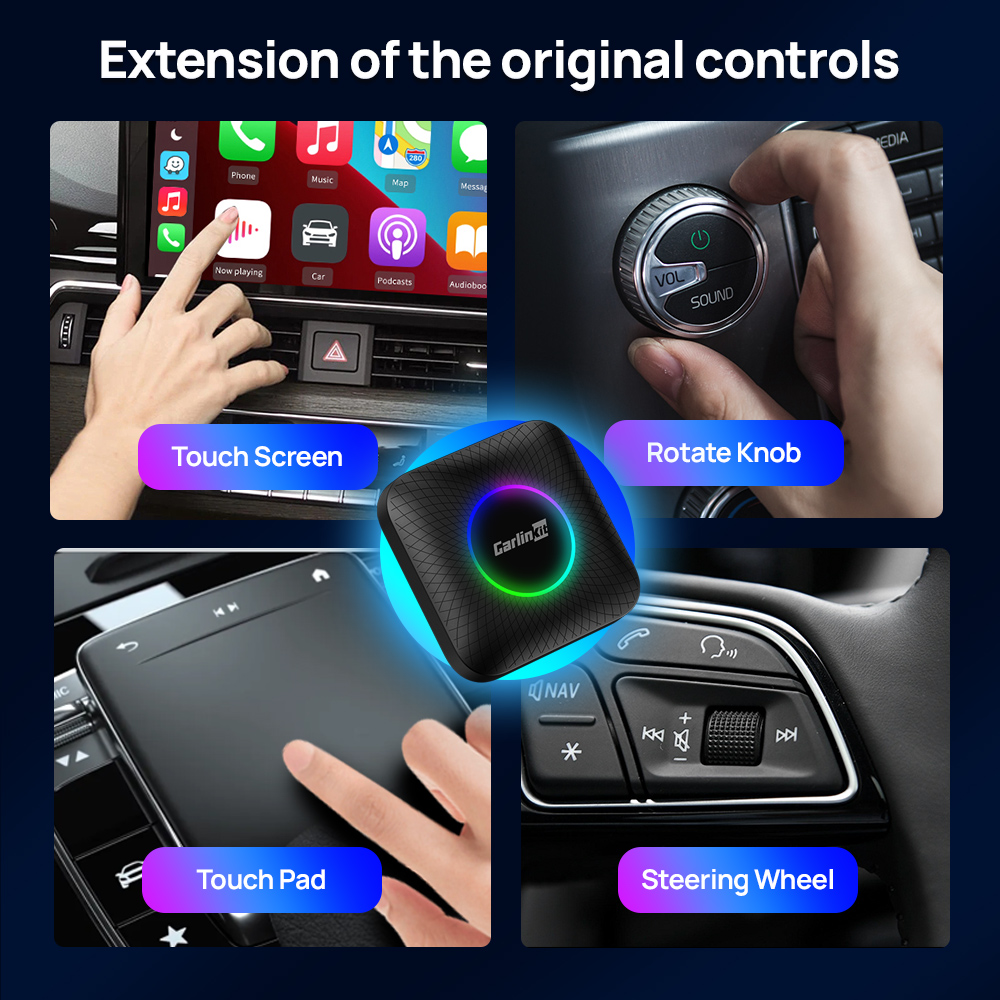 Carlinkit Carplay Smart Ai Box - 4G 64GB Ambient Portable Led