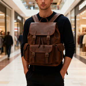 <span class=keywords><strong>Zaino</strong></span> in <span class=keywords><strong>Pelle</strong></span> Personalizzato da 15 Pollici per Laptop, <span class=keywords><strong>Zaino</strong></span> Vintage da Viaggio in Vera <span class=keywords><strong>Pelle</strong></span> Resistente per <span class=keywords><strong>Uomo</strong></span> in Offerta - Product Image 4