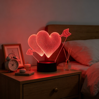 Lampe de nuit LED 3D personnalisée en acrylique, illusion d'optique, motif cœur, style anime, lampe de table/bureau moderne à capteur LED, décoration intelligente en acrylique