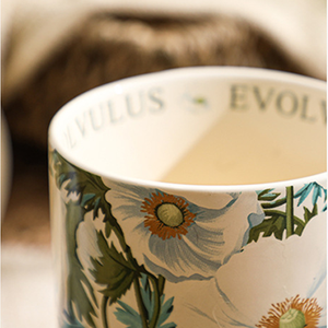 แก้วกาแฟเซรามิกสไตล์โบราณงานแฮนด์เมดลายดอกไม้รุ่นลิมิเต็ดใช้ได้กับเครื่องล้างจานแบบคลาสสิก - Product Image 4