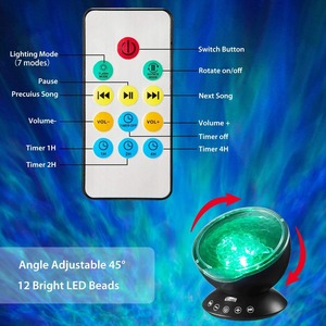 Projecteur d'effets lumineux vagues d'eau colorées, lampe projecteur d'ondes océaniques, veilleuse LED rechargeable USB, lumière musicale pour le sommeil - Product Image 5