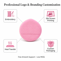 Éponge de maquillage ultra douce JLY Diamond Grid Flocking Air Cushion Puff avec bordure crème pour maquilleurs professionnels, salons de beauté, OEM personnalisé