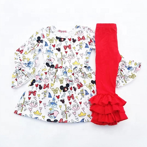 automne hiver couleur unie tunique avec imprimé à volants leggings <span class=keywords><strong>pour</strong></span> bébé filles vêtements décontractés vêtements - Product Image 5