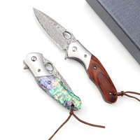 Damascus staal vouwmes met schelpvormig handvat, EDC camping outdoor zakmes, best verkochte fruitmes, OEM op maat