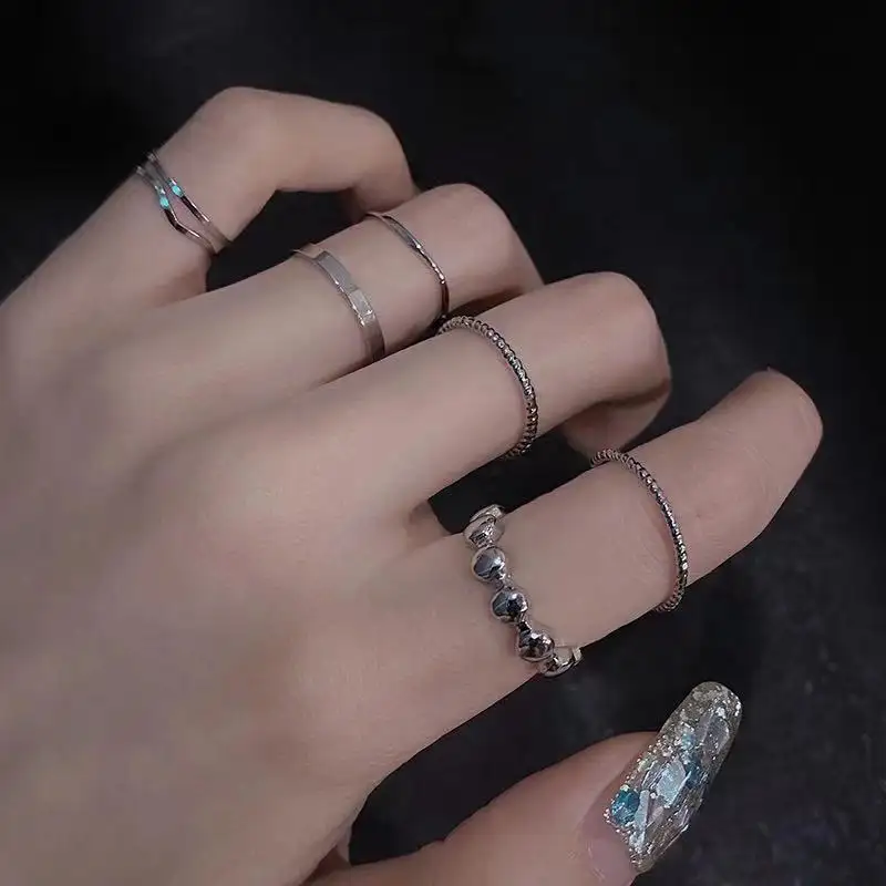 BINSHUO 2023 fashion ring sets Personalized Insta-chic retro knuckle ring Simple hip hop ring set girl