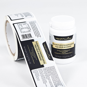 Custom <b>Packaging</b> <b>Label</b> Printing Waterproof Paper Stickers Metallic Color Health Supplement Bottle Square <b>Labels</b> - Product Image 1