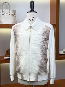 Manteau 100% peau de crocodile, personnalisation sur mesure, tissu de haute qualité, fermeture éclair, design classique et polyvalent - Product Image 2