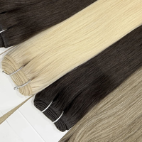 Extensions de cheveux humains 100% naturels tissées à la machine, double épaisseur, couleur blonde, très demandées