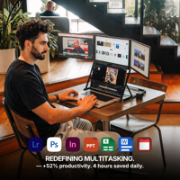 Monitor Portátil Triple de 18.5 Pulgadas, 3*18.5 Pulgadas, 1080P, Carcasa de Aluminio, Pantalla Triple Extendida para Viajes de Negocios y Trabajo Remoto