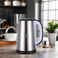 Bouilloire électrique sans fil à double paroi en acier inoxydable 2,5 L 1500 W, rotation à 360 degrés, maintien au chaud, portable, usage domestique, CE CB