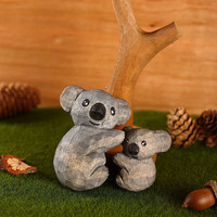 Décoration de bureau rustique en bois massif, motif koala mère et enfant, amovible, personnalisable, pour l'exportation
