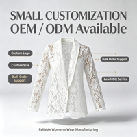 Blazer en dentelle ajourée pour femme, manches longues, devant ouvert, veste décontractée sexy pour le bureau ou les soirées, OEM ODM personnalisé