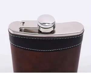 Factory Wholesale 6 7 8 Oz Liquor Alcohol Pocket Flask Stainless Steel Leather Hip Flask And Hip Flask Gift Set