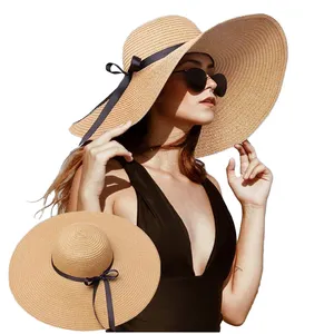 Sun Hat Chapeaux Hiking Eco Friendly Oem/Odm Brim Bucket Femme Solar 1 Piece Resistol Straw Cowboy Hats