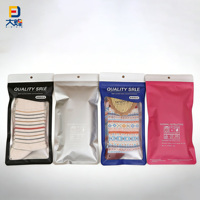 Sac refermable de luxe personnalisé avec fenêtre transparente, étanche et imprimé, pour l'emballage des chaussettes