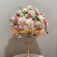 L-R278 Vente en gros de boules de fleurs artificielles roses personnalisées pour la décoration de tables de mariage, de fêtes, de Noël, de Thanksgiving et d'Halloween