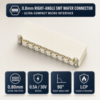 Konektor Wafer SMT Sudut Kanan Horizontal Pitch 0.80mm dengan Housing LCP 2-16 Pin dan Tab Solder untuk Papan PCB Mikro