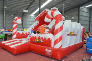 Castillo Inflable Comercial con Tobogán <span class=keywords><strong>de</strong></span> Navidad, Diseño <span class=keywords><strong>de</strong></span> Bastón <span class=keywords><strong>de</strong></span> Caramelo, Muñeco <span class=keywords><strong>de</strong></span> Nieve y Reno, PVC Resistente EN14960 para Negocios <span class=keywords><strong>de</strong></span> Alquiler - Product Image 4