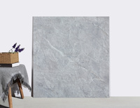 Carrelage en porcelaine pleine masse effet marbre Foshan 1000x1000mm, gris brillant, grand format 1m, pour projets résidentiels et commerciaux