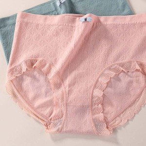 Calzoncillos de talla grande de algodón puro con entrepierna para mujer, ropa interior transpirable con absorción de sudor, ropa interior sencilla de cintura media sin costuras para mujer - Product Image 5