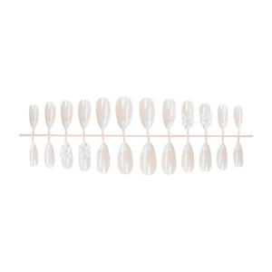 <span class=keywords><strong>Uñas</strong></span> postizas con lazo blanco perla francesa estilo Ins, <span class=keywords><strong>Uñas</strong></span> postizas de <span class=keywords><strong>color</strong></span> <span class=keywords><strong>carne</strong></span> puntiagudas en forma de gota de agua desnuda para dedos de plástico - Product Image 5