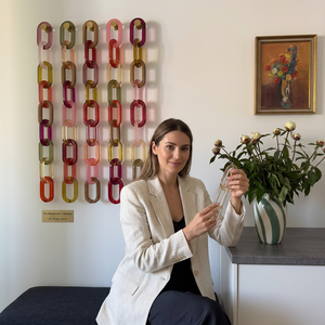 Escultura de Cadena de Eslabones de Resina Hecha a Mano, Forma Irregular, Decoración Moderna para el Hogar, Pieza de Arte, Tema de Moda, Artesanía Pintada a Mano - Product Image 1