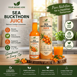 Jus de baies d'argousier premium 500ml, extrait naturel de fruits de l'Himalaya, sans sucre ajouté, complément alimentaire à base de plantes, OEM ODM, naturel - Product Image 1