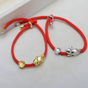 Handmade S925 Silver Mouse Model 7-8 Pearl <b>Bracelet</b> with Red <b>Rope</b> DIY Accessories for Fashion Charm Yearly Zodiac 2994 - Product Image 3