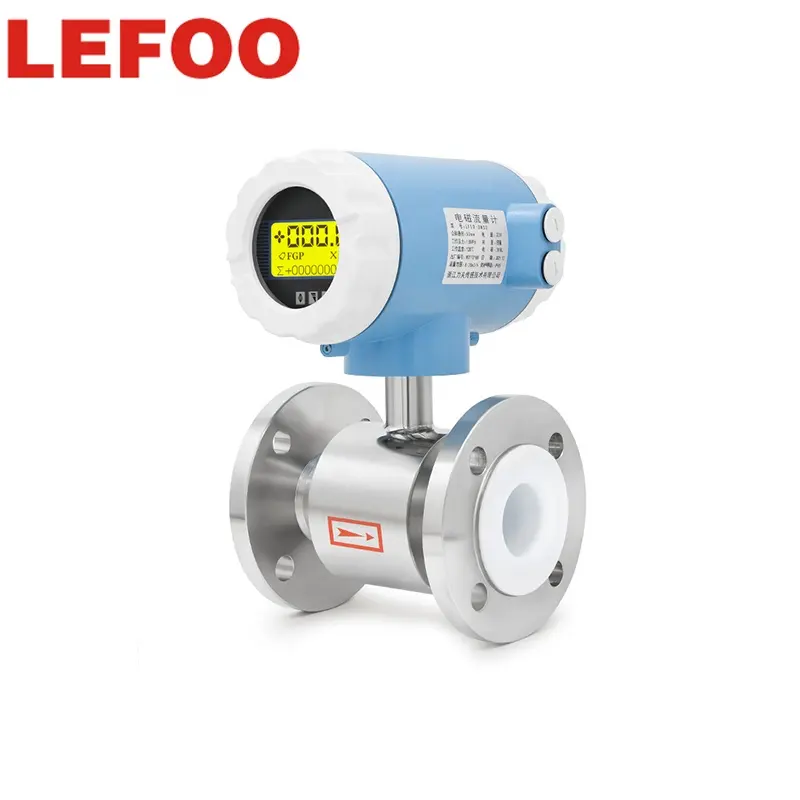 LEFOO-medidor de flujo de agua magnético para medición Industrial, medidor de flujo electromagnético IP65 con salida de 4-20mA, DN10-300 de revestimiento PTFE