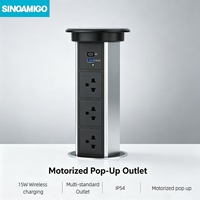 Enchufe Elevable Táctil para Conferencias SINOAMIGO, Enchufe de Corriente Oculto para Cocina/Escritorio con Cargador Inalámbrico