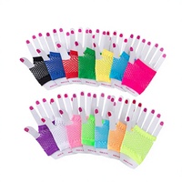 Gants courts en résille style boîte de nuit, plusieurs couleurs, sexy, extensibles, en maille ouverte, en nylon, pour l'été et Halloween, détectables par les détecteurs de métaux