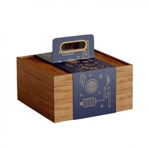 Caja de regalo rectangular de madera para el Festival de Medio Otoño, estilo retro, para guardar pasteles, té, frutas secas, para uso en escritorio. - Product Image 5