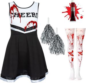 Disfraz de animadora Zombie para niñas con pompones <span class=keywords><strong>Blood</strong></span> and Bloody <span class=keywords><strong>Dead</strong></span> Kids Outfit Disfraces de Halloween - Product Image 3