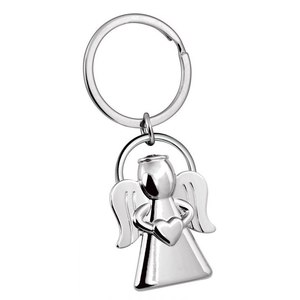 Porte-clés ange personnalisé avec halo et cœur en métal et caoutchouc, porte-clés personnalisé - Product Image 1