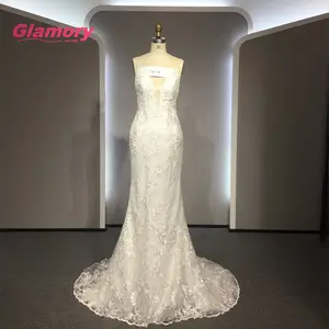 Женское кружевное свадебное платье-русалка, Элегантное Длинное платье невесты высокого качества