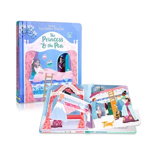 Individuelle niedliche aufziehbare Klappbücher für Mädchen "Die Prinzessin und der Erbsenbaum" Märchen 3d Pop-up-Schlafgeschichten-Bücher