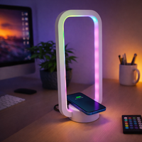 Lámpara de Mesa LED RGB Moderna y Minimalista con Cambio de Color, Lámpara Ambiental con Cargador Inalámbrico, Lámpara Nocturna Moderna para Dormitorio o Área de Juegos