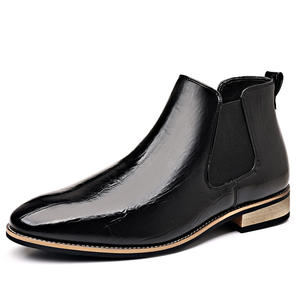 Bottes Chelsea pour hommes, style anglais, bottes en cuir rétro grande taille, bottes Martin anglaises - Product Image 1