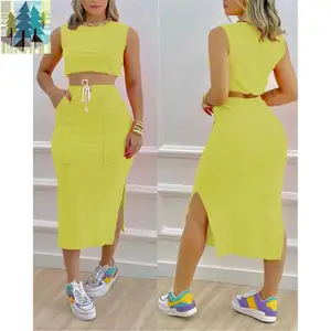 Moda 2022 bahar eğlence kentsel eğlence kadın elbise seti moda eğlence seti