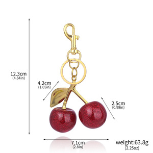 Hot Bán Sang Trọng Kim Loại Xe Móc Chìa Khóa Của Phụ Nữ Trái Cây Mô Phỏng Mặt Dây Chuyền Keyring UV Đồ Trang Sức Cổ Điển Quà Tặng Trang Trí Phụ Kiện - Product Image 6