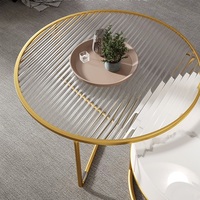 Table basse ronde en verre de luxe moderne de haute qualité pour salon, petite table basse en pierre plate