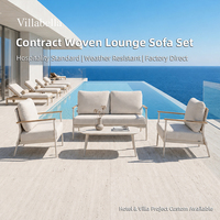 Ensemble de canapés d'extérieur en rotin PE, mobilier de jardin en aluminium, salon de patio pour hôtel, complexe hôtelier, villa