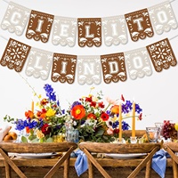 Bannière mexicaine Cielito Lindo en papier découpé marron pour fête de naissance, Cinco de Mayo et autres fêtes mexicaines