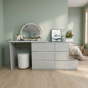 Modern Makeup <b>Vanity</b> <b>Table</b> With Lighted <b>Mirror</b> Storage Desk For Bedroom Furniture - Product Image 4