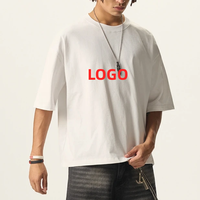 T-shirt en coton épais 310 GSM avec logo personnalisé, coupe ample, style streetwear pour homme, épaules tombantes, t-shirt en coton oversize pour homme